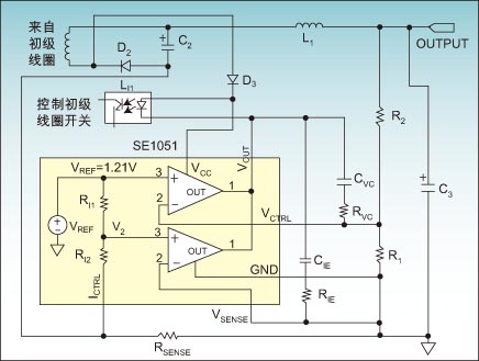 图4  一种SE1051在反激变换器中的恒压、恒流控制方案