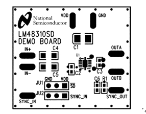 图4. LM48310示范板的丝网印刷图。