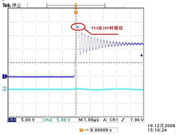 图A2: 有TVS时输入端波形。