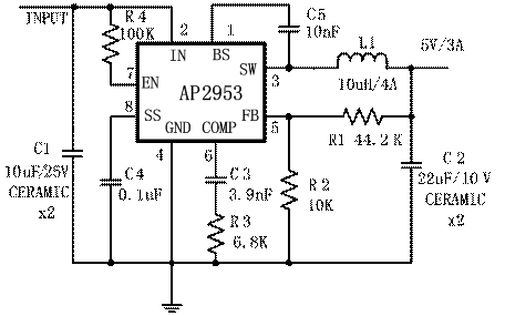 图3：AP2953的典型应用电路。