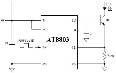 图4：AT8803采用外接BJT实现扩流功能。