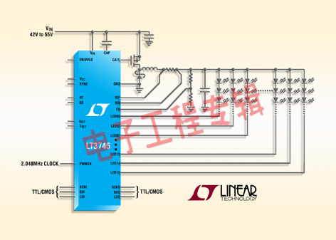 Linear LED驱动器LT3745可驱动36V的串联LED（电子工程专辑）