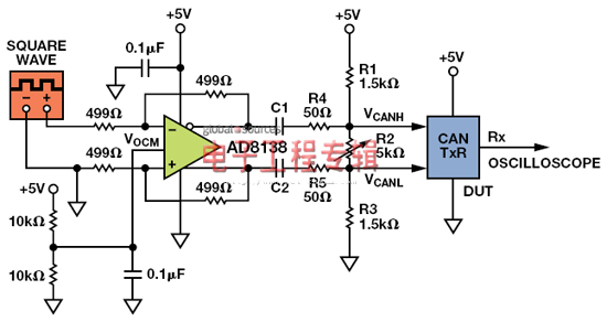采用简单电路提供可调CAN电平差分输出信号（电子工程专辑）
