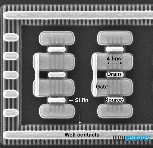 图2：三星14nm FinFET晶体管的平面图《电子工程专辑》