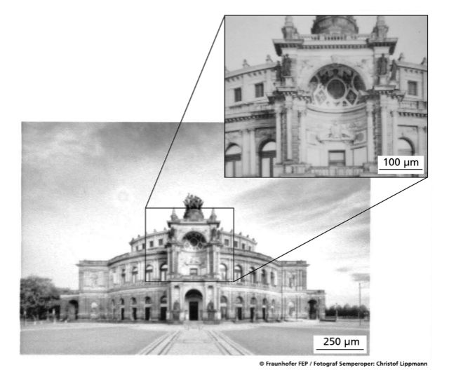 以电子束制作的Dresden Semperoper歌剧院灰阶OLED图《电子工程专辑》